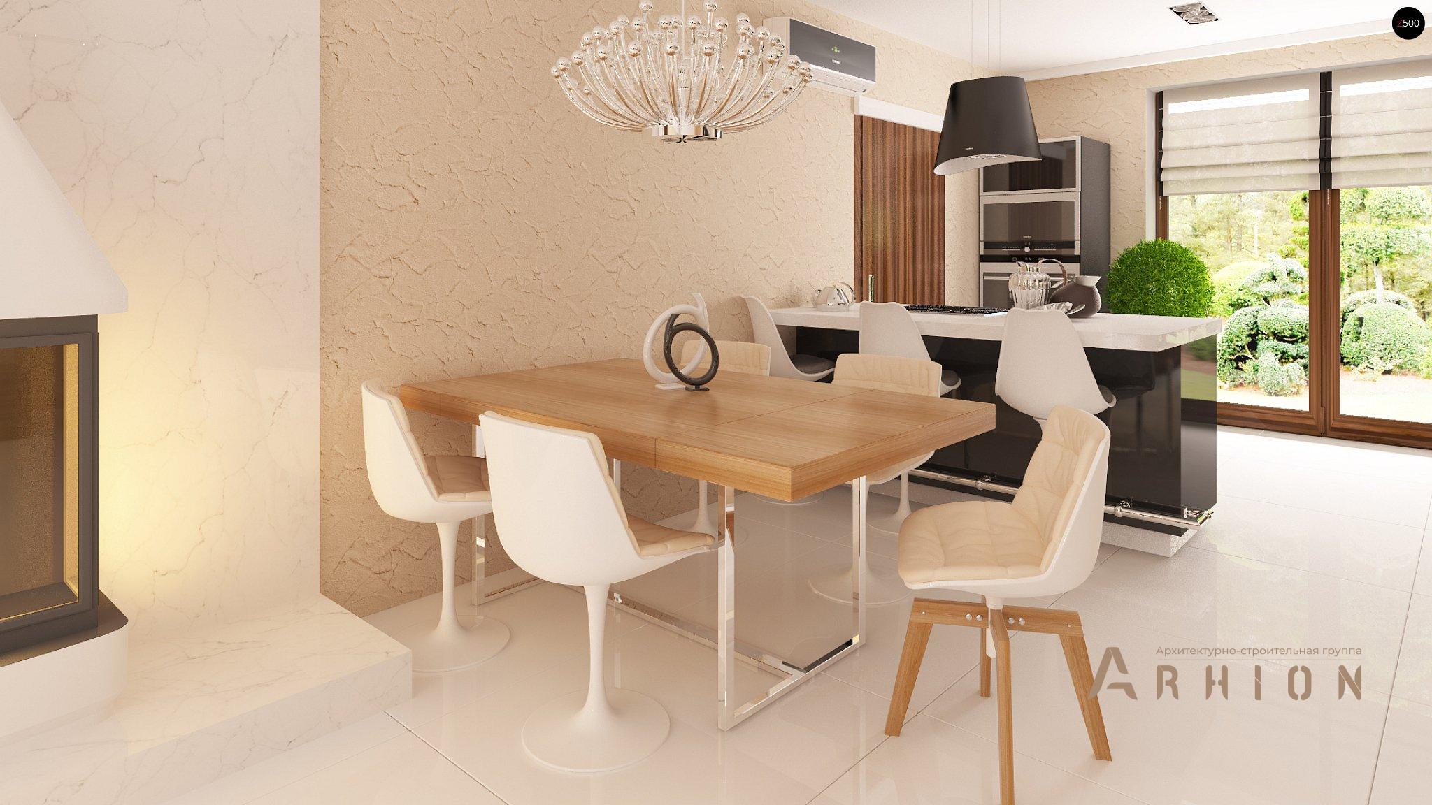 4. Проект одноэтажного дома в современном стиле с четырехскатной, Z123 ZBL, площадью - 157 кв c терассой, гаражом